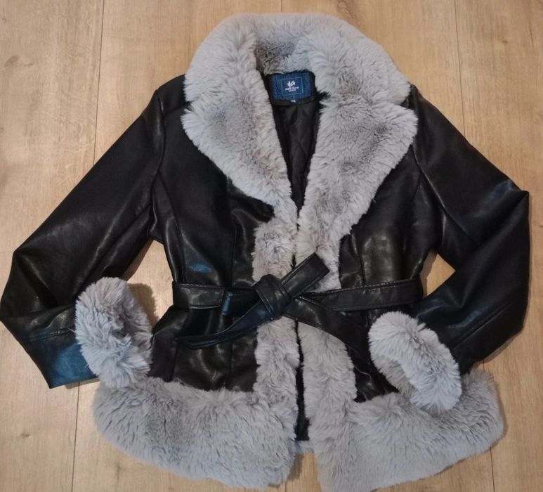 Kurtka ze skóry półsyntetycznej z futerkiem roz XXL Nowa