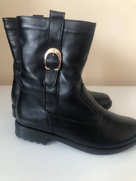 buty kozaki skóra naturalna sprzączka 36