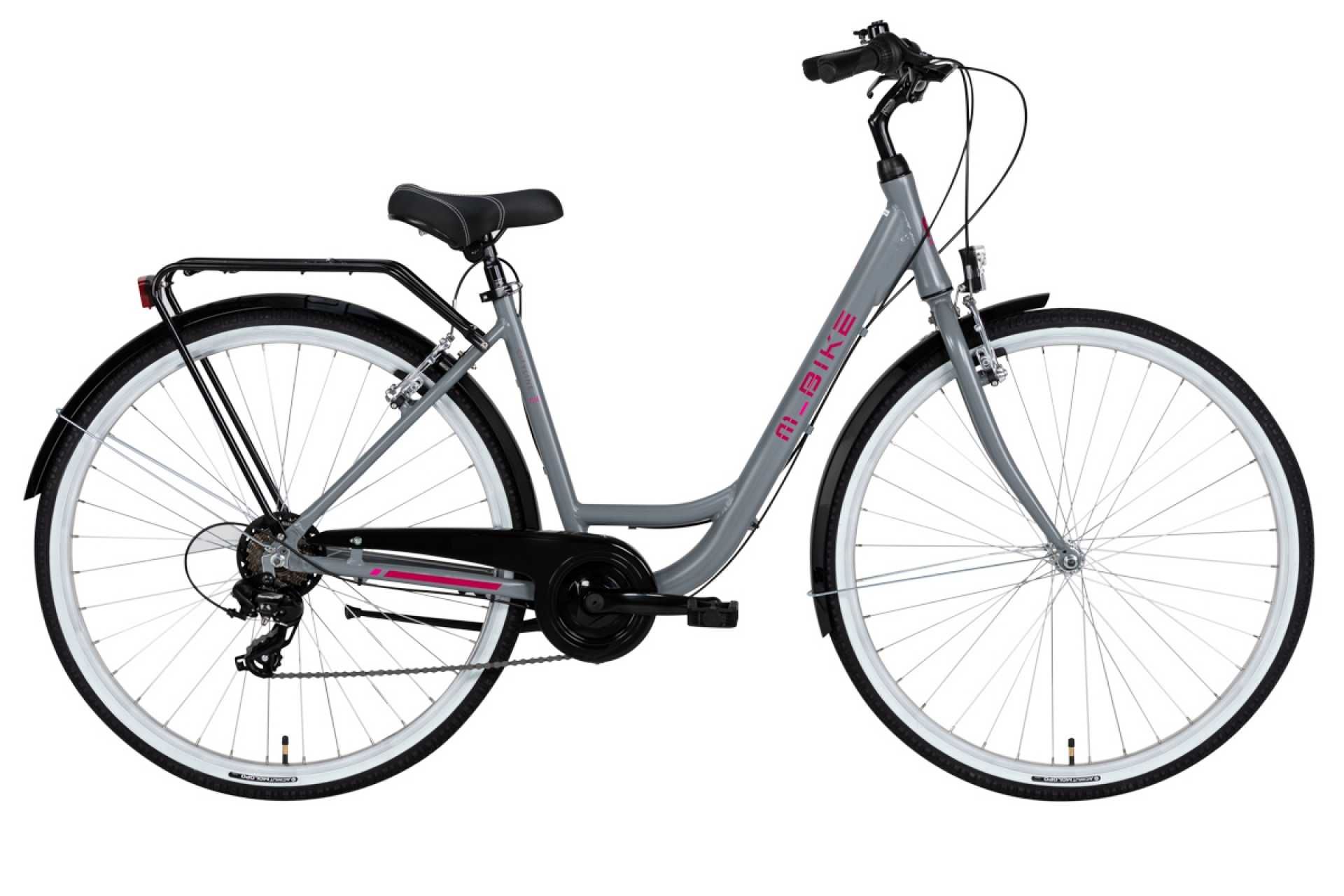 Lekki rower miejski M_Bike Cityline 728 - czarny, szary, biały +gratis