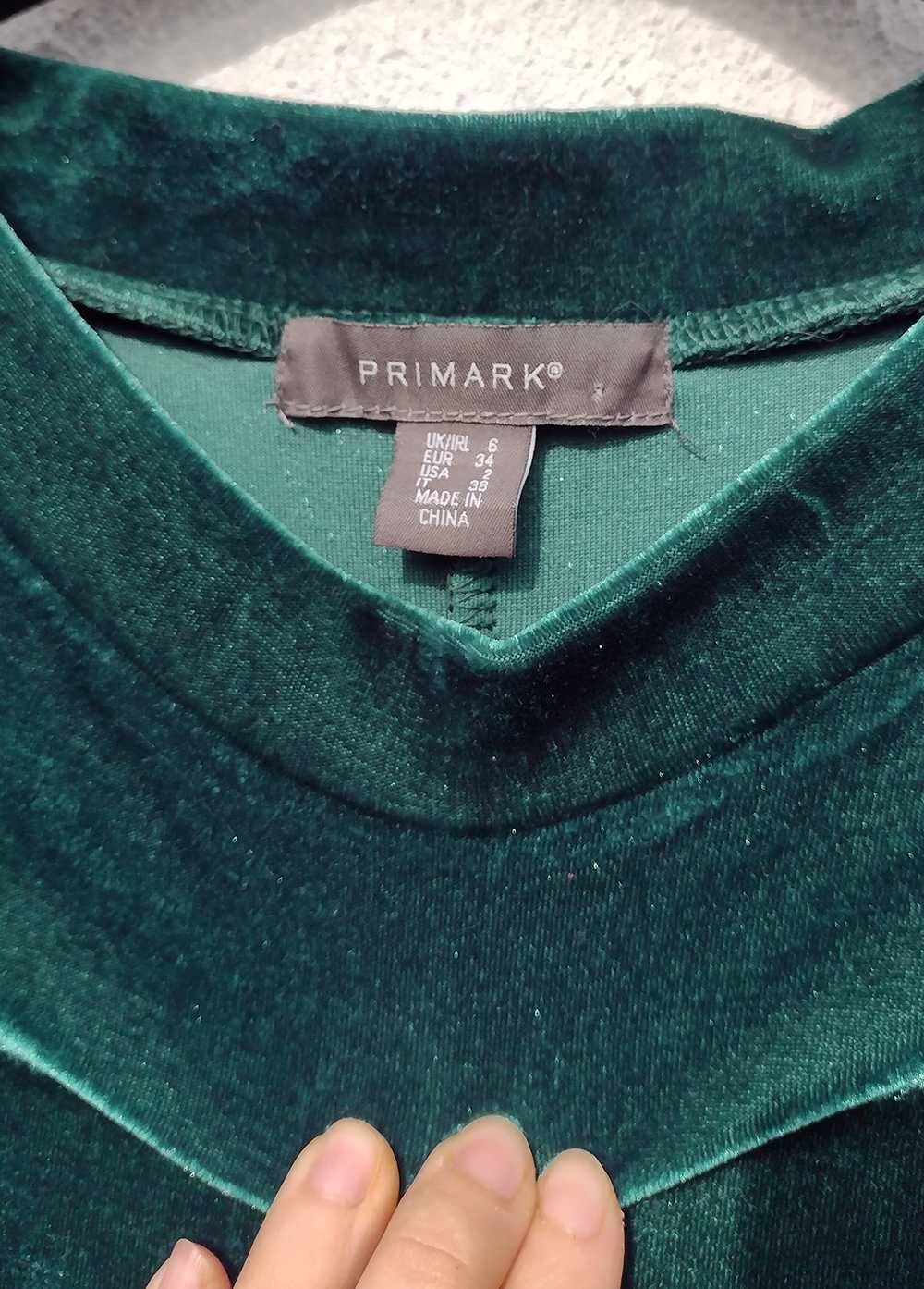Бархатное тёмно зелёное платье Primark S