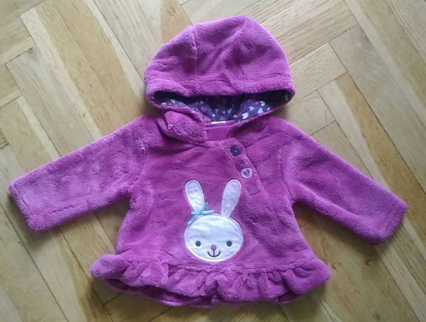 Puchata bluza z króliczkiem dla dziewczynki ok 2-3 mies