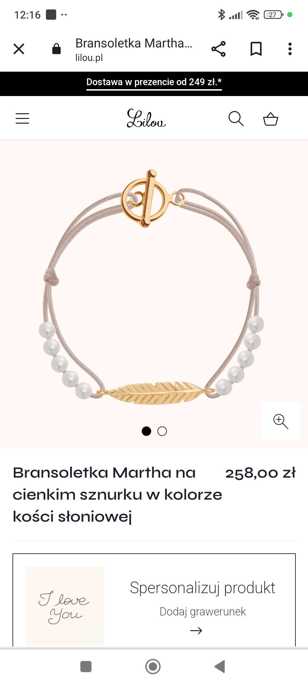 Biżuteria Lilou naszyjnik, bransoletka piórko i torebka zestaw