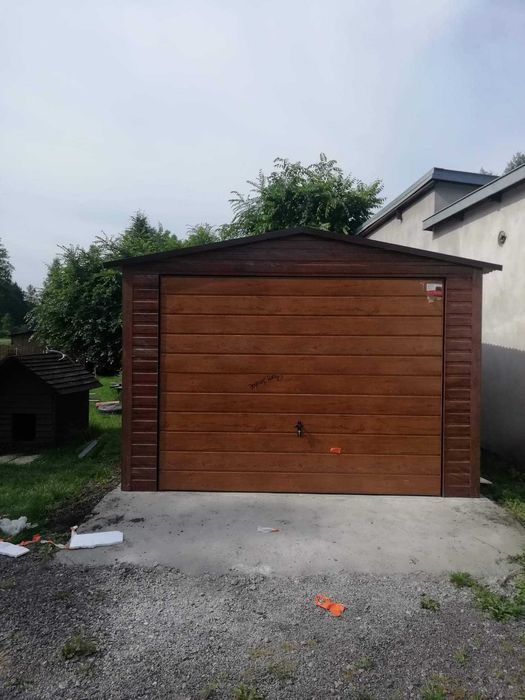 Garaż blaszany 6x5 dach dwuspadowy, drewnopodobny, garaże 6x6,5x5,4x6,