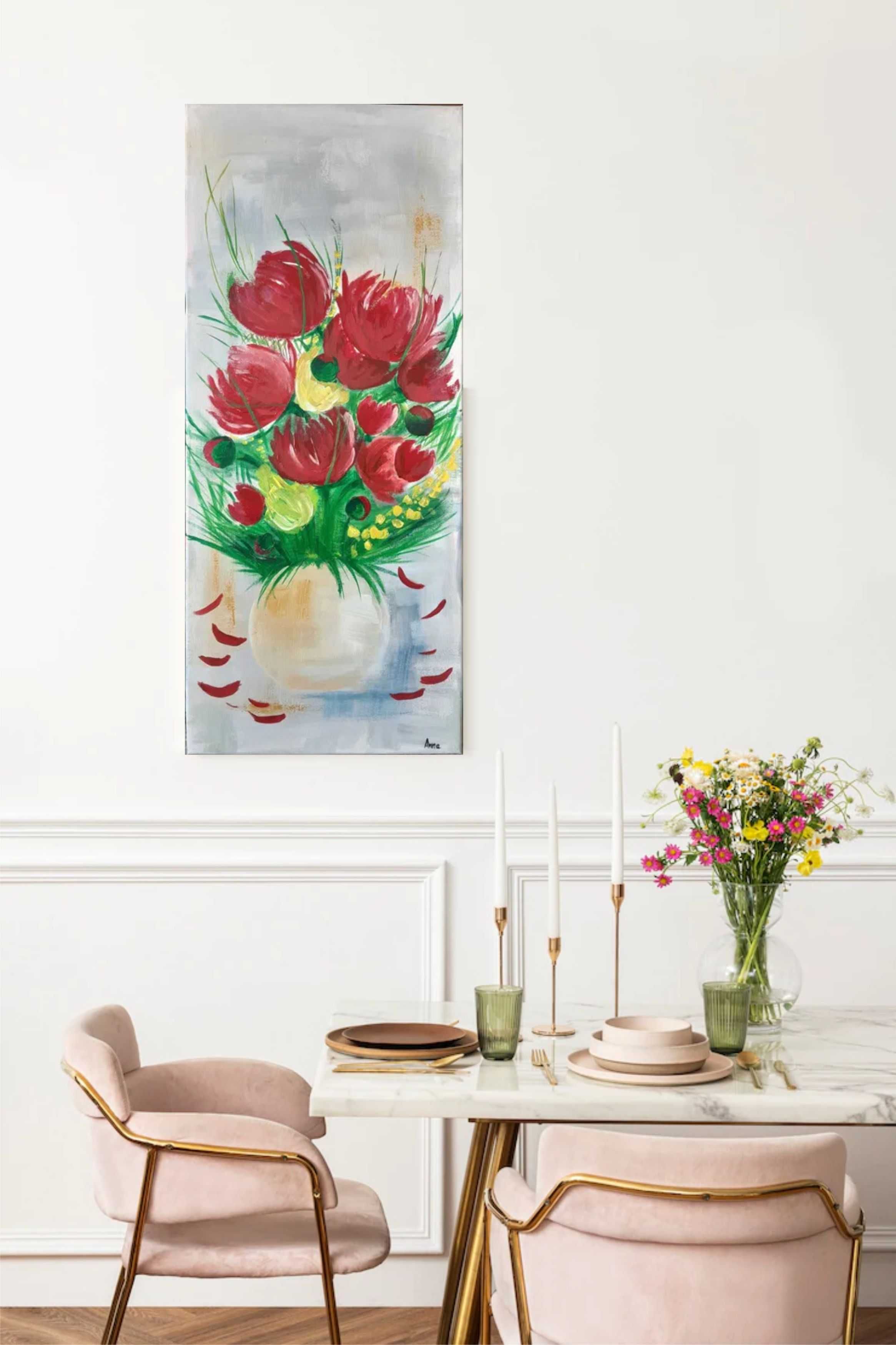 Obraz akrylowy kwiaty 30x70
