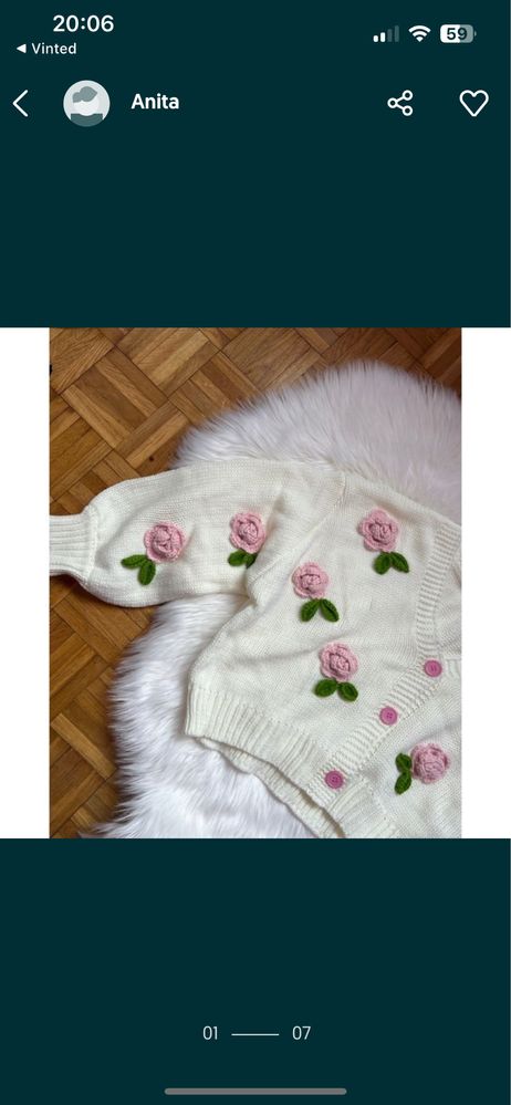 Nowy sweter sweterek w róże haft 3d róża kwiaty viralowy viral s 36