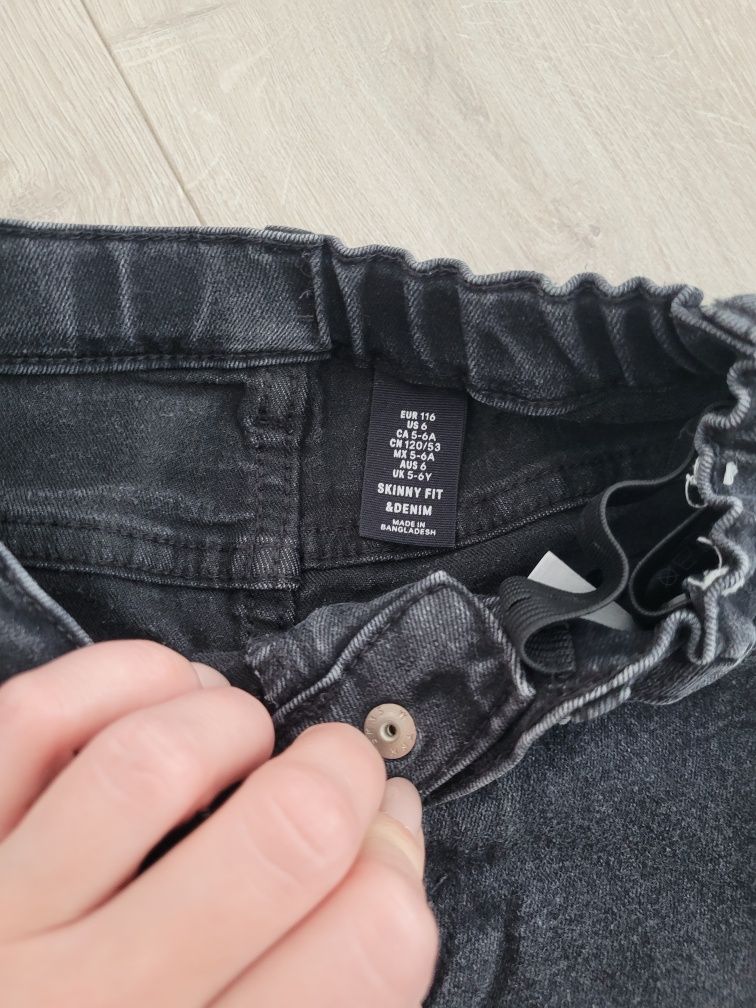 Spodnie 116 rozm Skinny Fit Denim czarne chłopięce