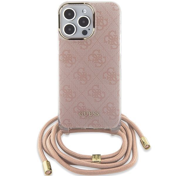 Etui Guess Crossbody Cord 4G Print do iPhone 15 Pro 6.1" - Różowe