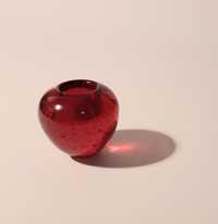 Świecznik grube rubinowe szkło artystyczne napowietrzone  - Vintage