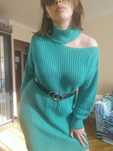Sukienka golf sweter cut out wycięte odkryte ramie M/L