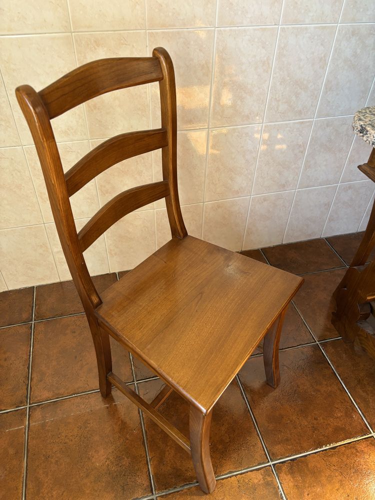Mesa de jantar em carvalho e granito Rosa Porrinho + 6 cadeiras