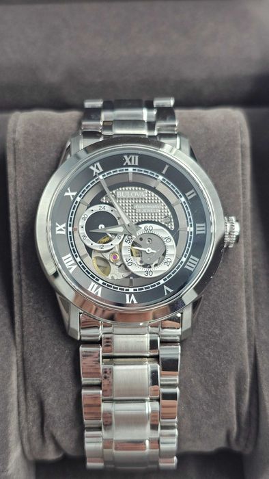 Zegarek męski Bulova Srebrny Automat Open Heart $$$ Drogi $$$