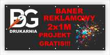 Baner reklamowy 2x1 m + DARMOWY projekt graficzny! Druk solwent