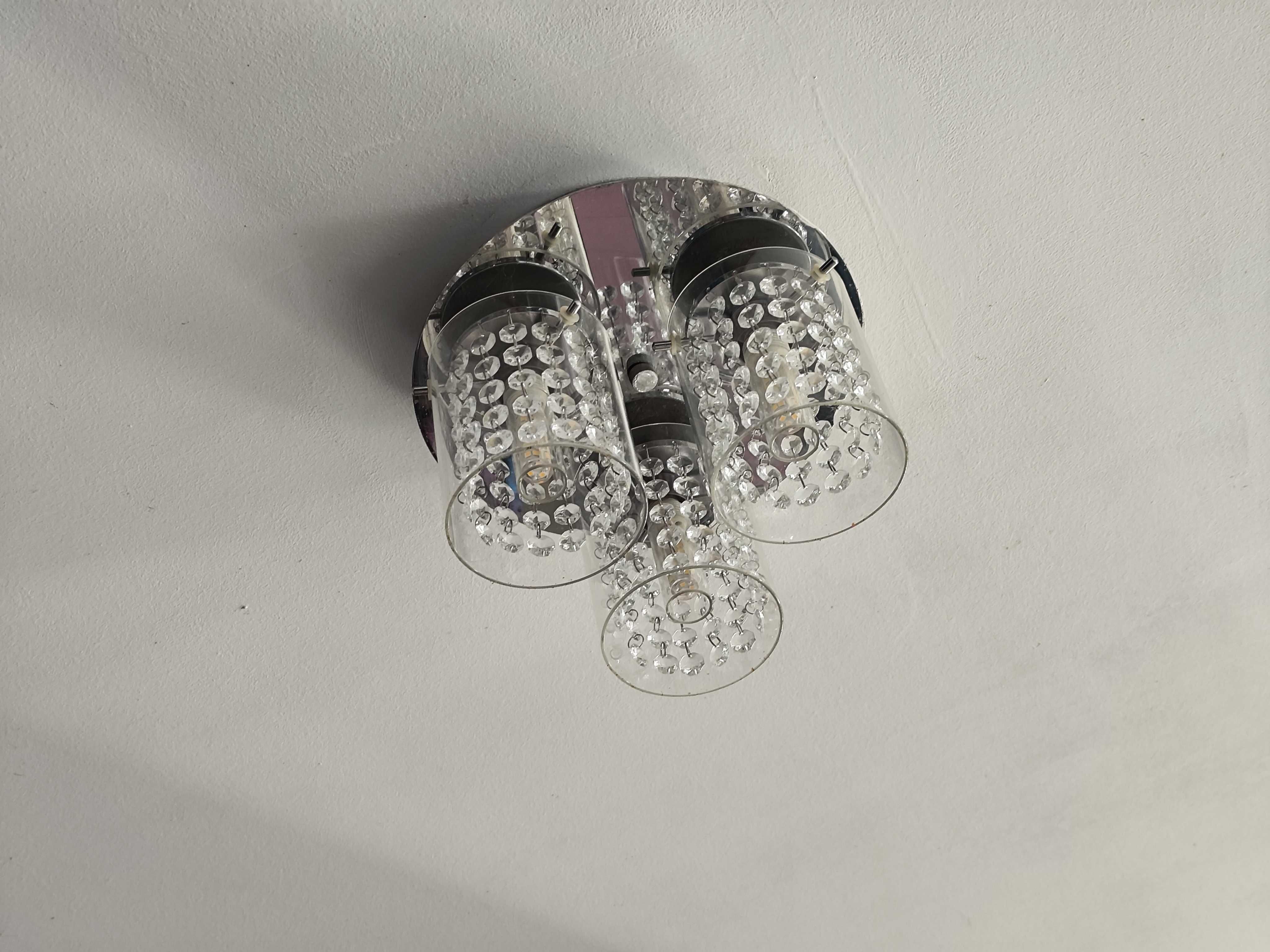Lampa Wisząca Szklana Żyrandol z Kryształkami G9