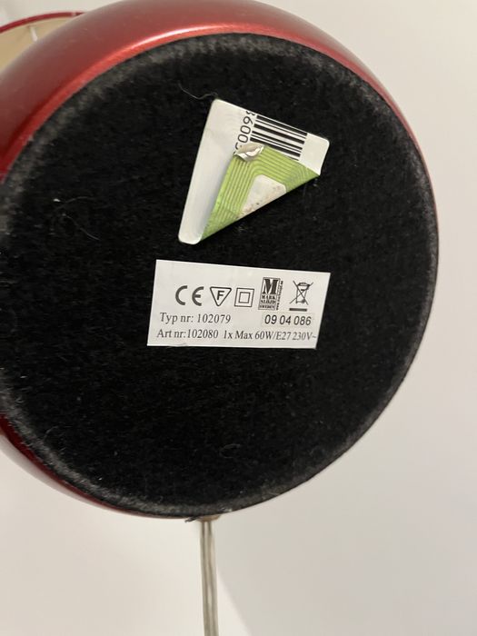 MARKSLOJD szwecka Lampa nocna  stołowa  czerwona z abażurem  roras red