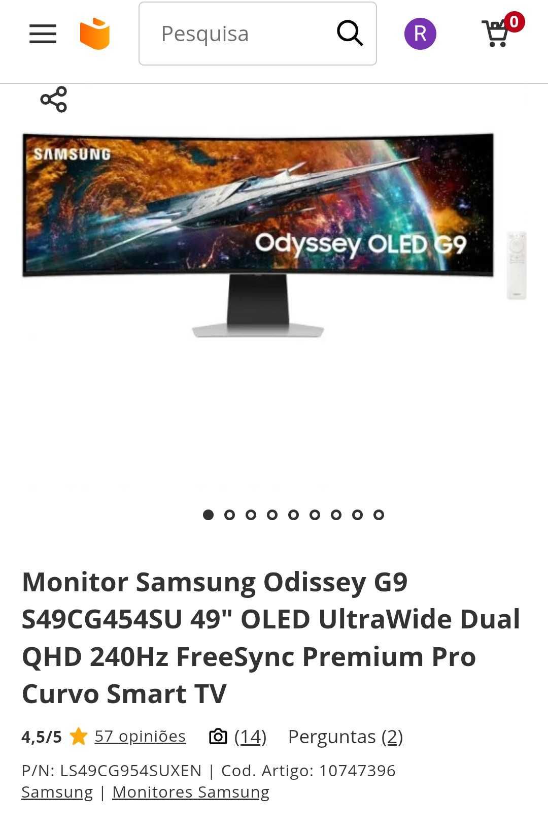 Monitor Samsung odissey 49. Novo