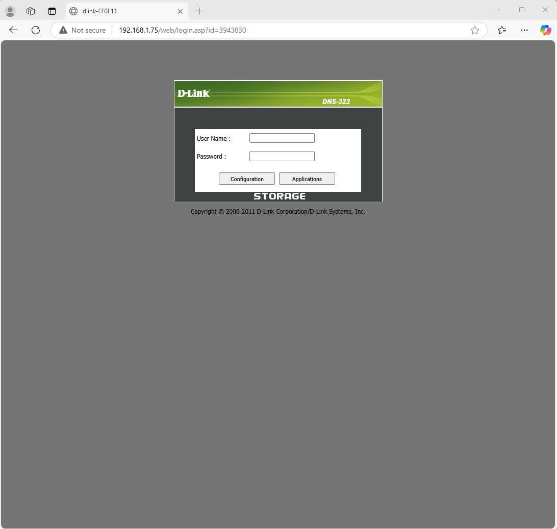 D-Link NAS de 2 Discos DNS-323 Storage Rede