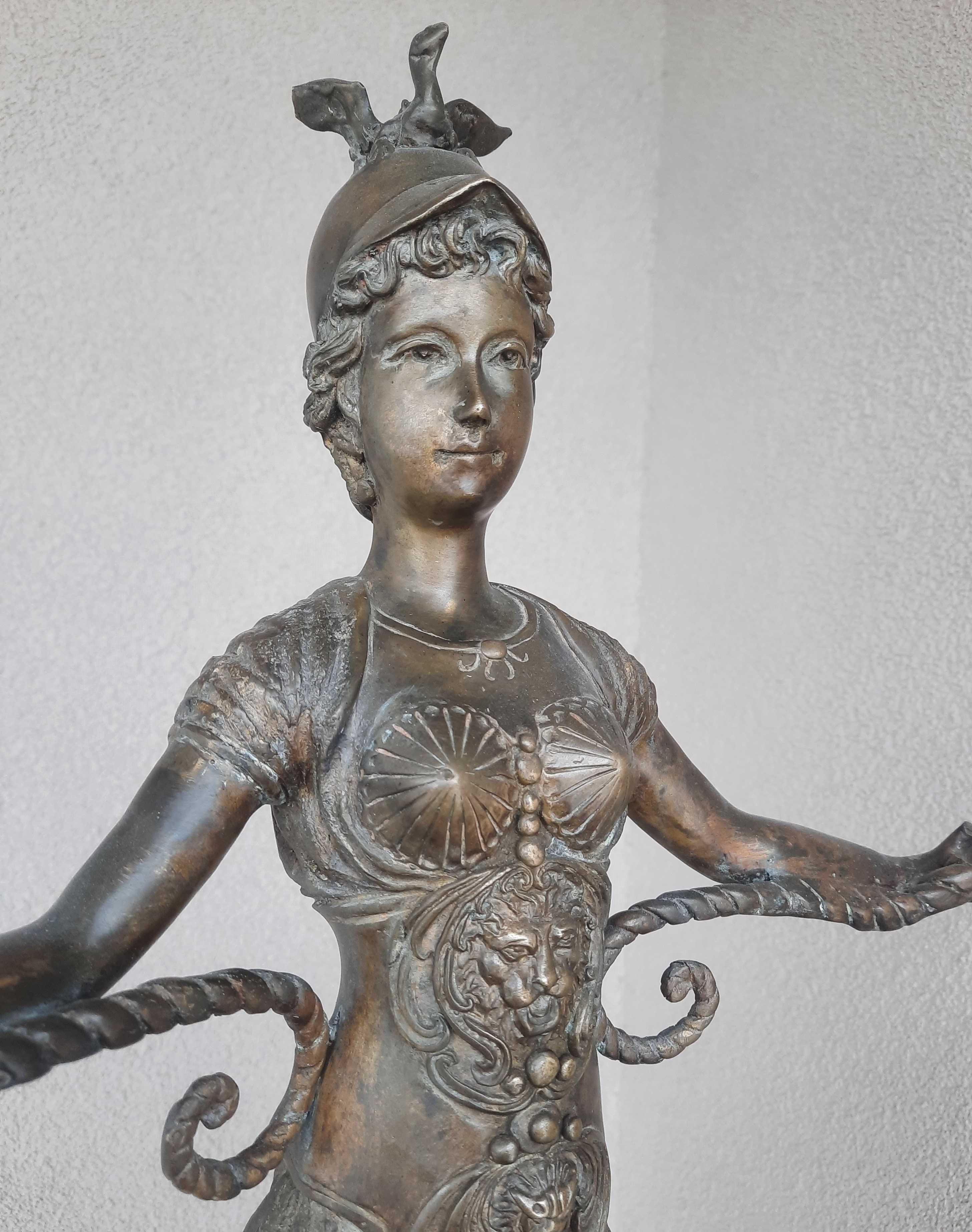 Stara ładna figura kobiety bogini mosiądz 64cm
