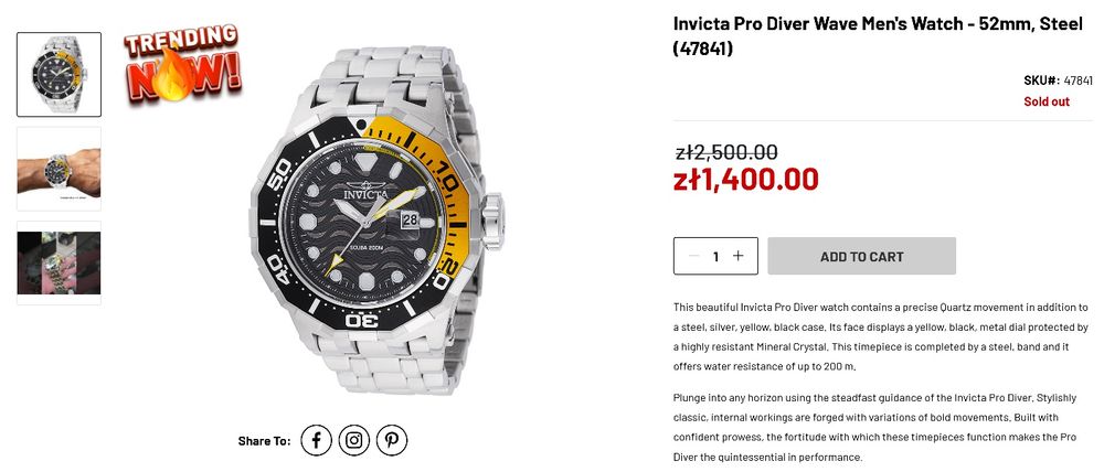 Zegarek męski Invicta Pro Diver 47841