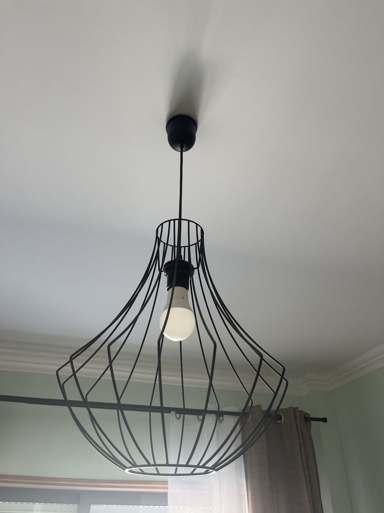 Candeeiro teto suspenso metalico preto