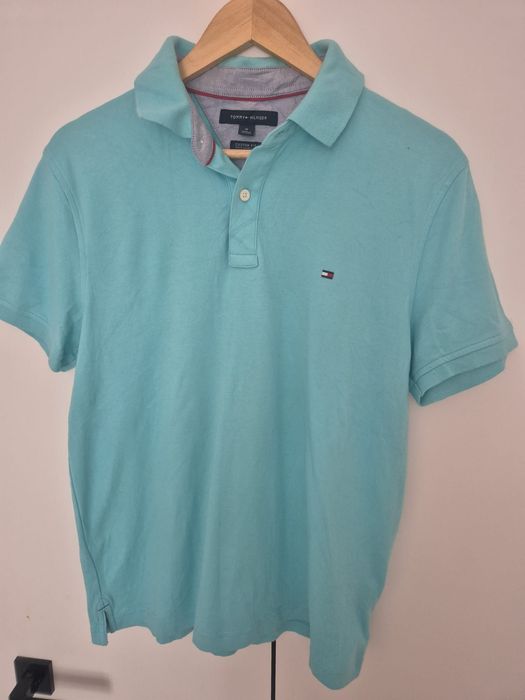 Koszulka tshirt męski niebieski na lato bawełna Tommy Hilfiger