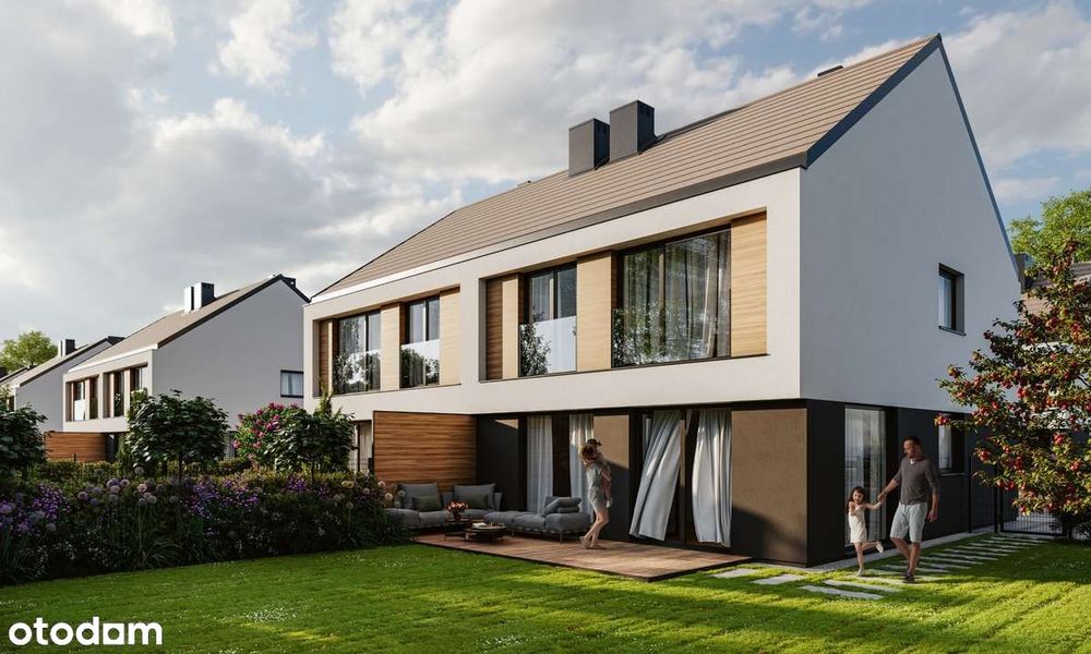 Dom bliźniak Bielany Wrocławskie / Krzyżowice – ogród, pompa ciepła!