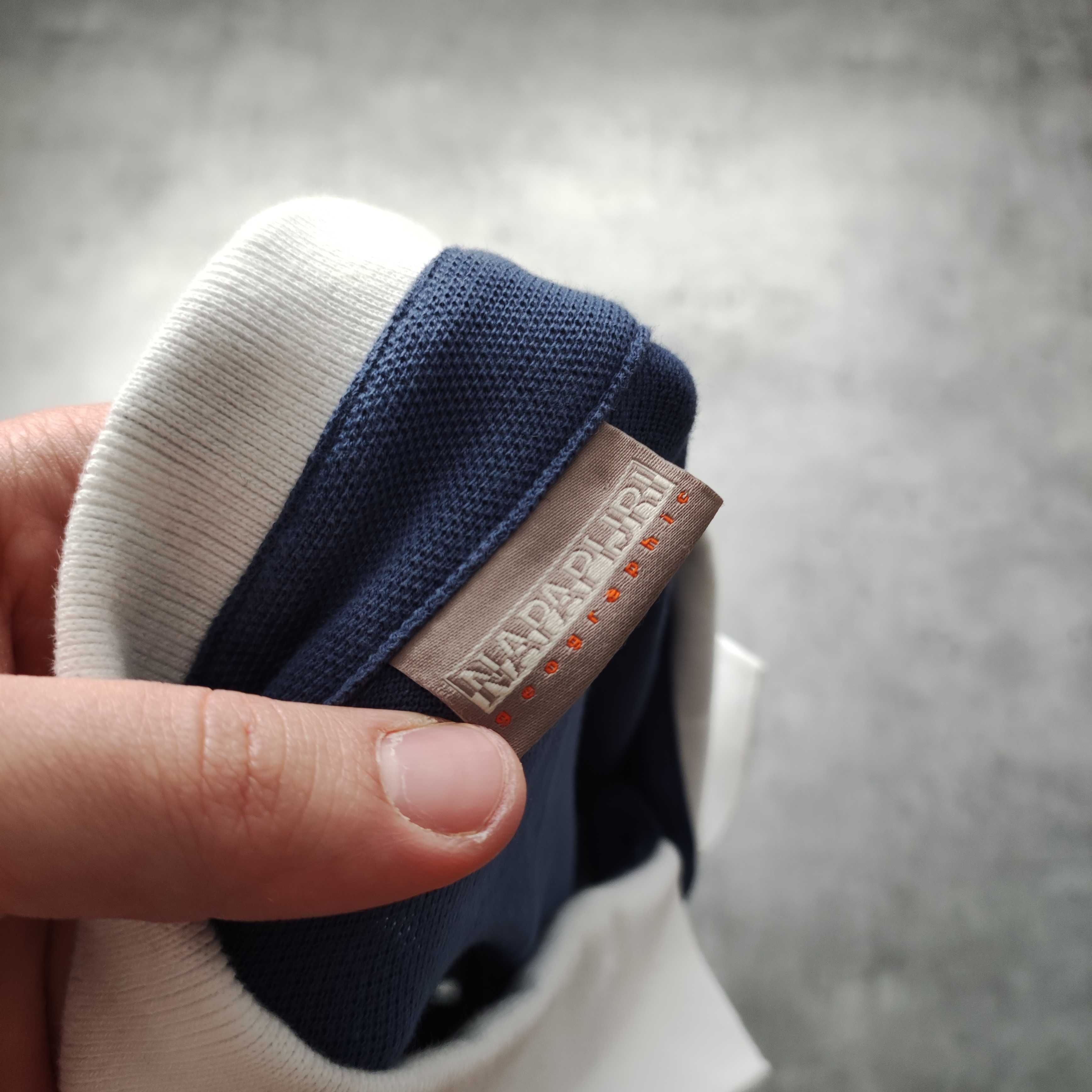 MĘSKA Koszulka Polo Elegancka PREMIUM Granatowa Haft Logo Napapijri