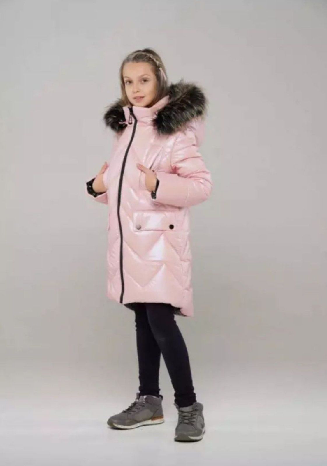 Пальто,пуховик, куртка зимова для дівчинки 140-146