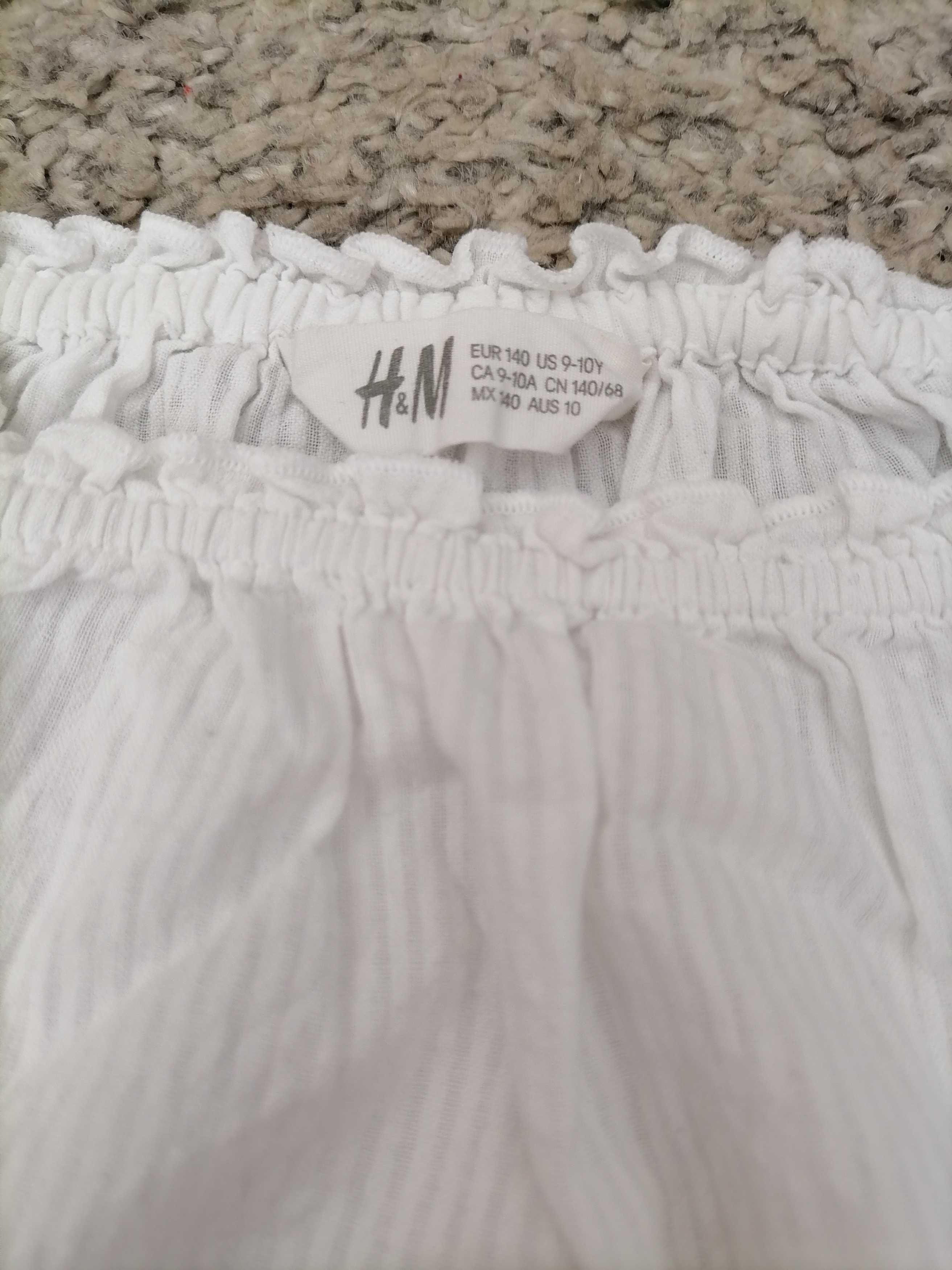 Bluzeczka biała elegancka H&M rozm 140, bawełniana
