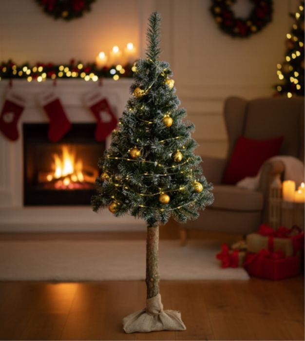 Sztuczna choinka na pniu –150 cm, gęsta, ośnieżona choinka na święta