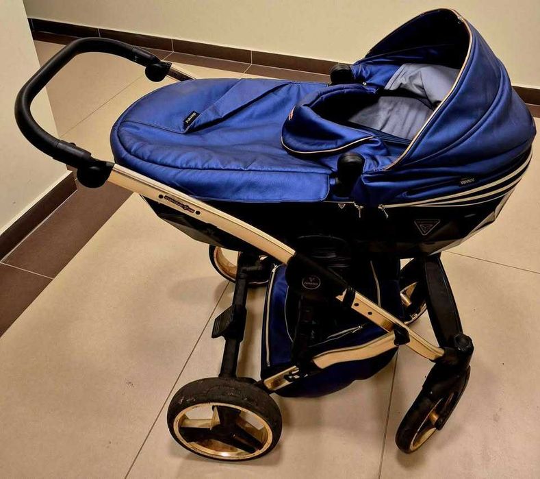 Wózek Junama Diamond gondola, granatowy, głęboki, pierwszy