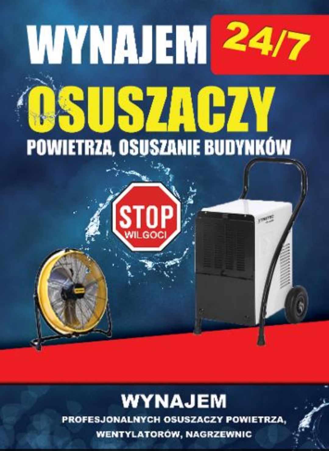 Pochłaniacz wilgoci osuszacz powietrza wynajem osuszanie po zalaniu
