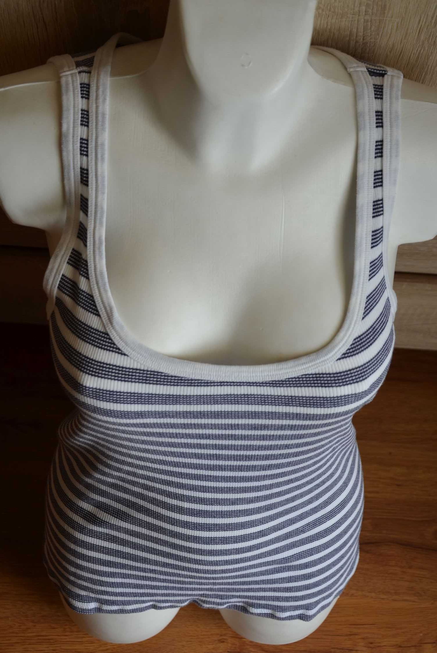 Bluzka top podkoszulek biały w paski bokserka 40 42 44 L XL XXL