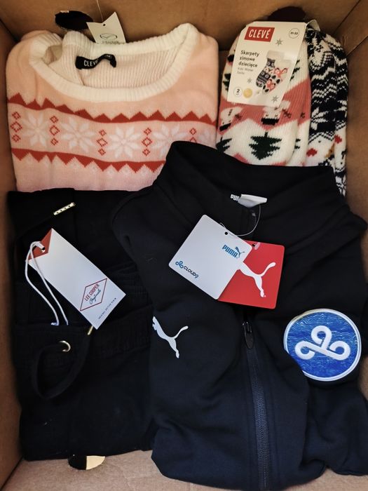 Karton mix ubrań dziecko, damskie, męskie biedronka i inne