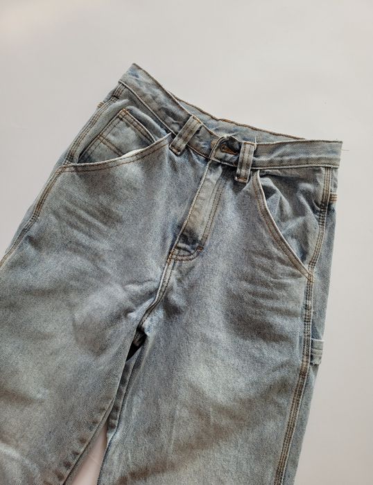 Jasne jeansowe szerokie proste spodnie wide leg wysoki stan 36 S