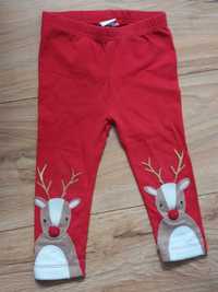 Spodnie legginsy z reniferem r. 80