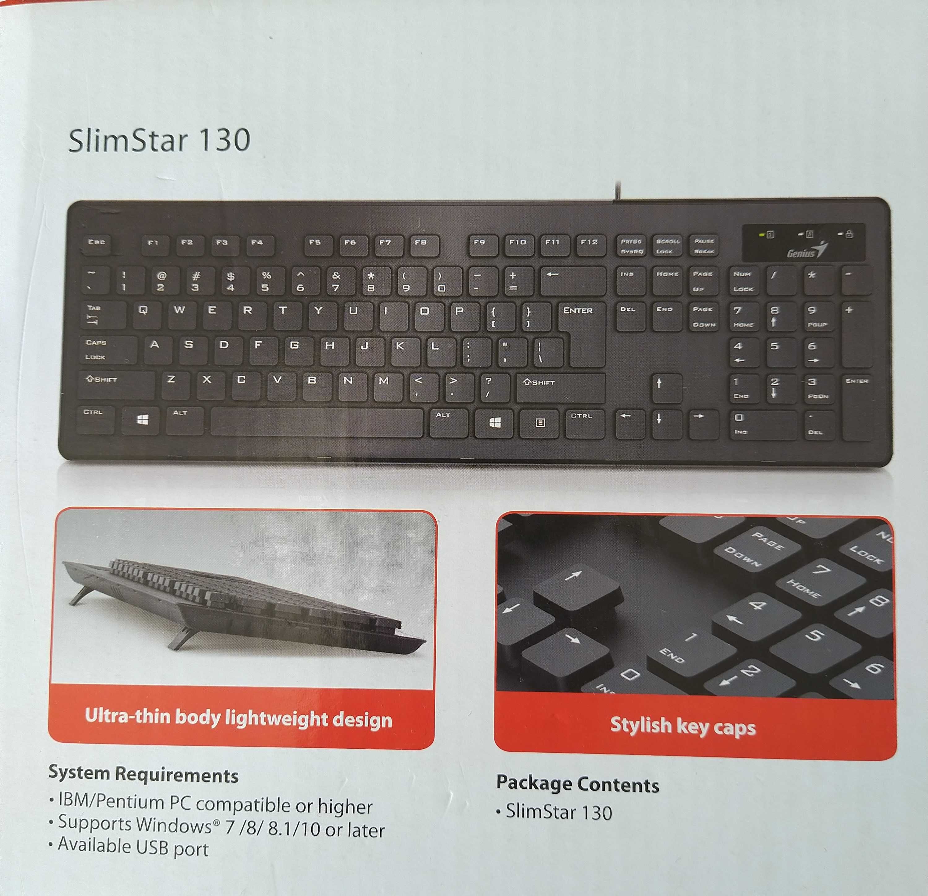 Teclado com Fios Genius SlimStar 130 | Preto - USB