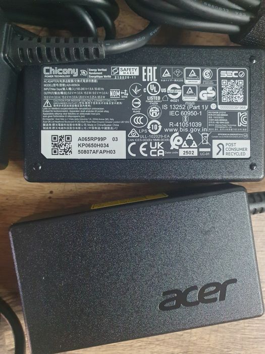 Зарядка зарядное блок живлення питания Acer Chicony Liteon 65w Type-C