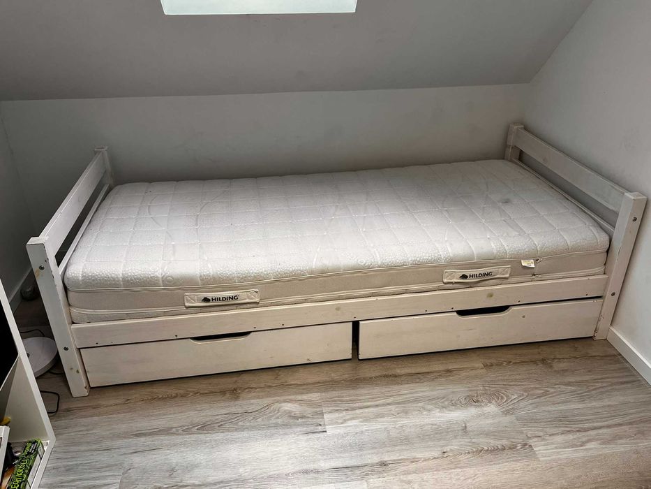 Łóżko z szufladami 90x200 plus materac hilding