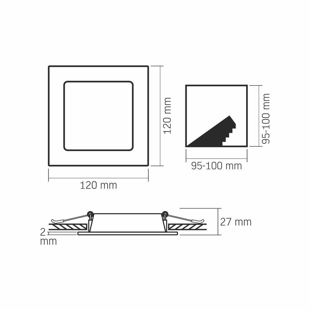 Oprawa podtynkowa wpuszczana downlight kwadrat biała 6W/12W/18W 4000K