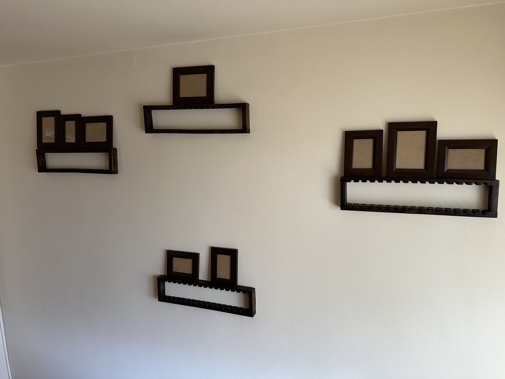 Zestaw ozdoby na ścianę półki ramki handmade drewno