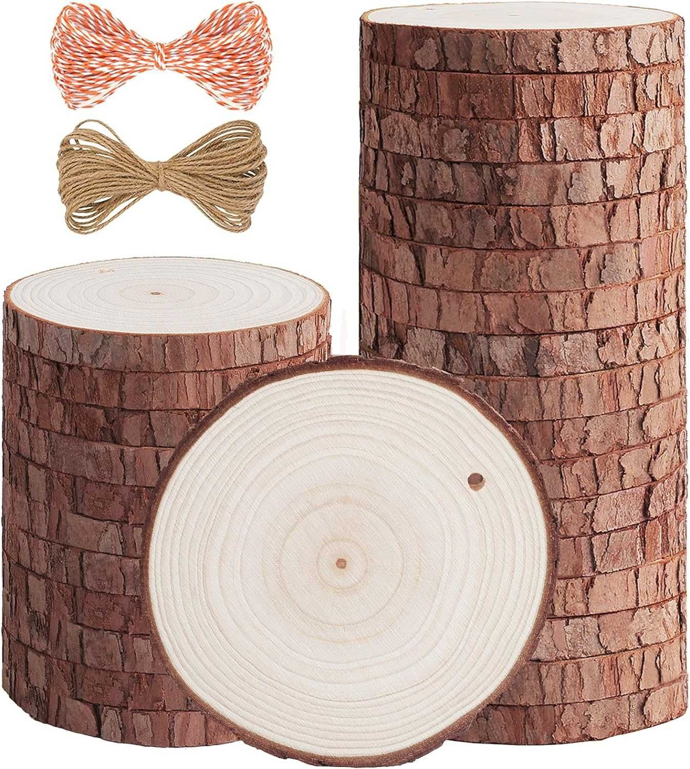 5ARTH Plastry naturalnego drewna 28 szt. 10 cm rzemiosło niedokończone