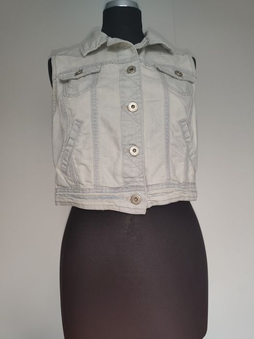 Kamizelka jeansowa jasna z przetarciami L