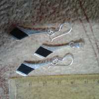 Комплект срібний (сережки, підвіска) з оніксом