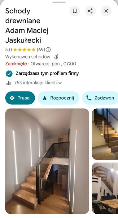 Schody drewniane Wielkopolska samonośne na beton