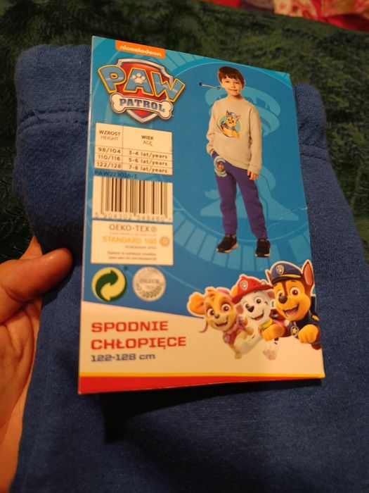 Nowe spodnie dresowe dres psi patrol 128 chłopięce chase