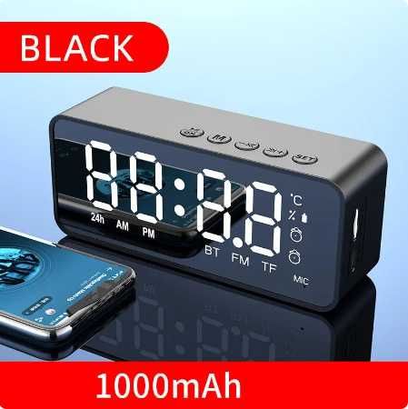 Электронные настольные часы и Bluetooth колонка G50 с FM радио черный