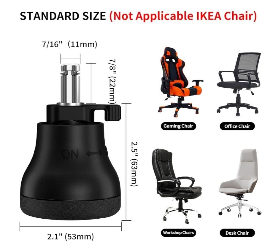 Ślizgacze zamienne (Bell Glides) do krzeseł biurowych, zestaw 5 sztuk