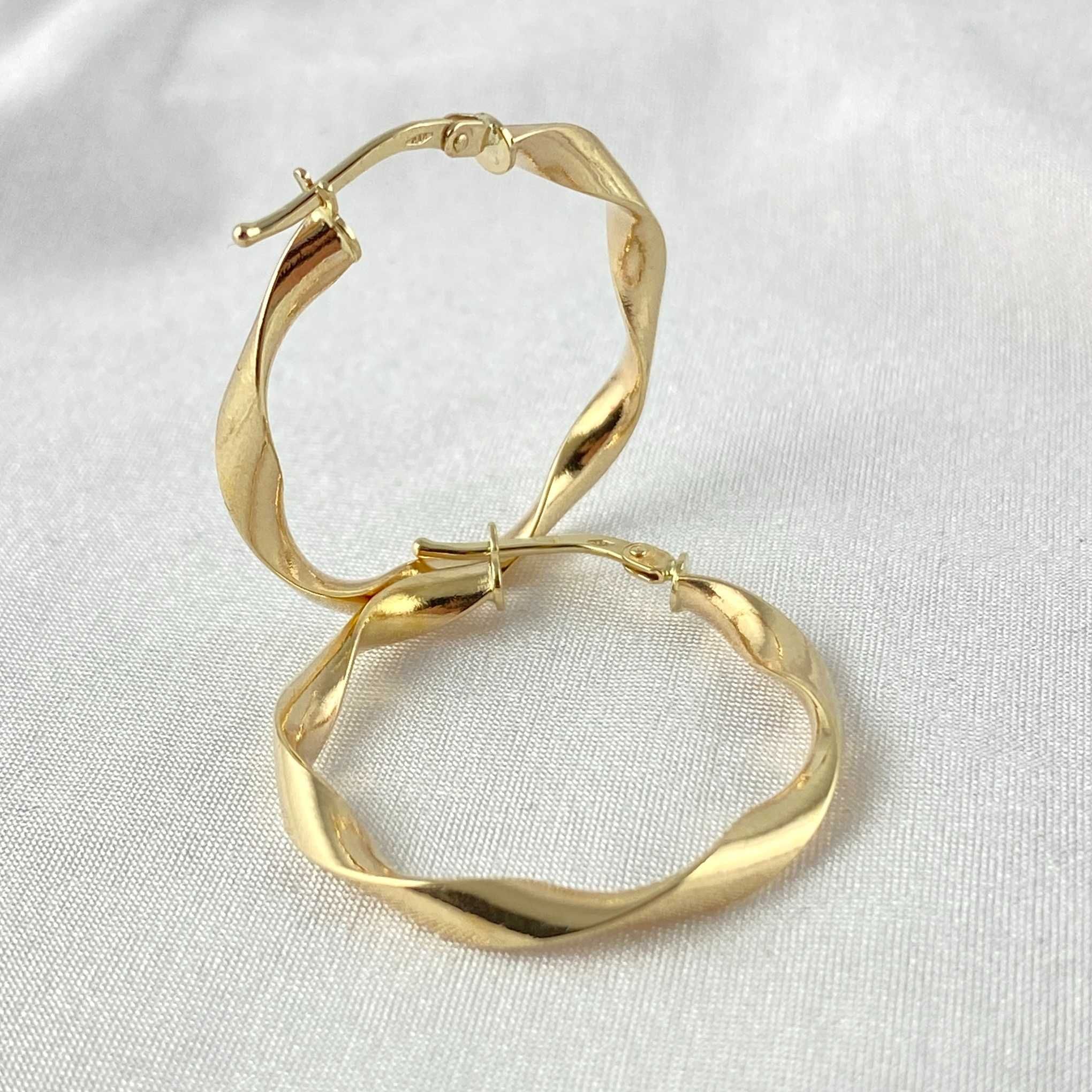 Lśniące ZŁOTE kolczyki skręcane KOŁA 2,6 cm PR. 585 (14K)
