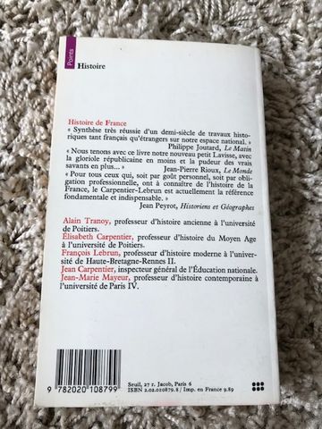 Livro em francês "Histoire de France" (Éditions du Seuil, 1987)