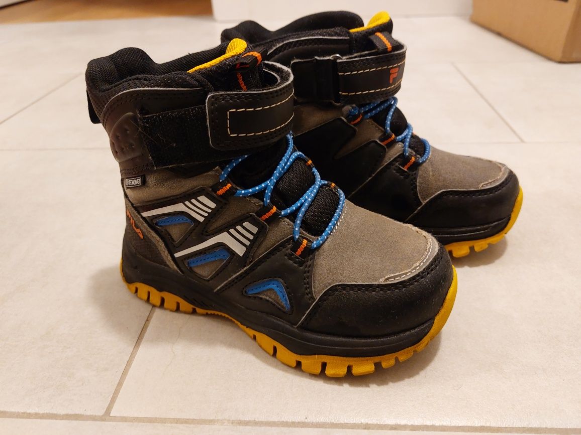 Buty zimowe Fila czarno-szare kozaki z membraną roz. 28